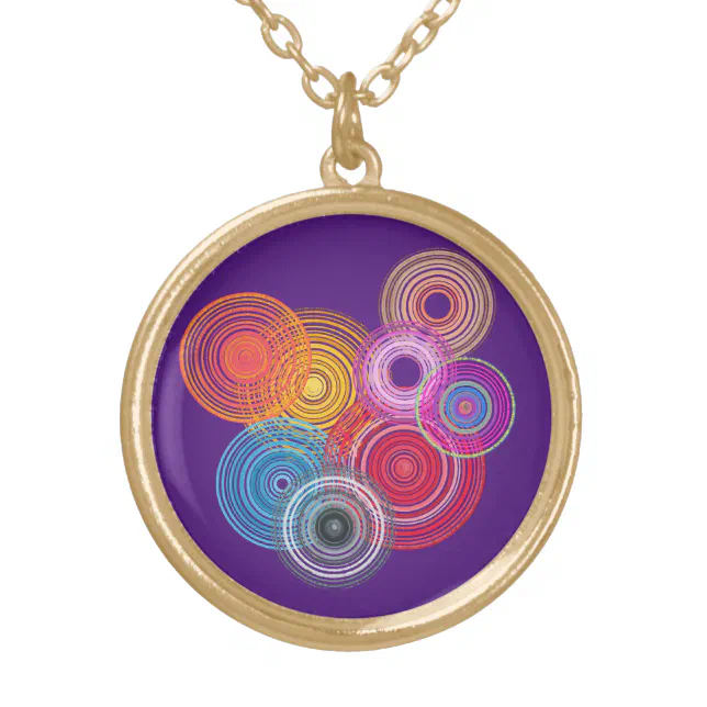 Multicolored circles gold plated necklace