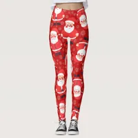 Bold Red Santa Claus Novelty Party Leggings