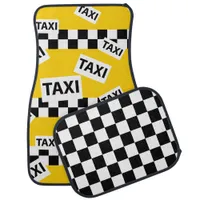 New York Yellow Taxi Cab Checkerboard Patterned Car Floor Mat