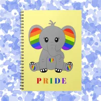 LGBTQ gay pride - cute elephant with rainbow flag Notebook