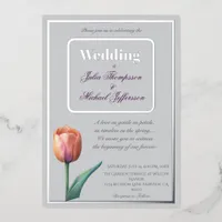 Romantic and Poetic Pastel Tulips Watercolor Foil Invitation