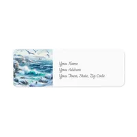 Winter Coastline Return Address Label