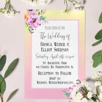 Elegant Pink and Yellow Petunias Floral Wedding Invitation
