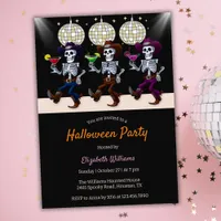 Spooky Disco Dancing Skeletons Halloween Party Invitation