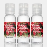 Festive Red White Floral Poinsettias Hand Sanitizer