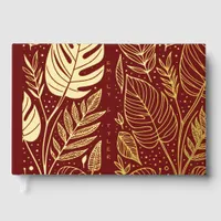 Monstera Gold Foliage Wedding  Foil Guest Book