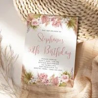 Blush Pampas Grass Boho Floral Birthday Invitation