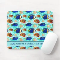 Blue and Orange Tropical Aquarium Fish Patterned Mouse Pad