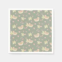 Duck Heart Flower Watercolor Baby Shower Cute Napkins