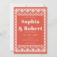 Mexican Fiesta Red Papel Picado Boho Wedding Save The Date