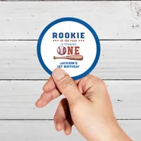 Rookie of the Year 1st Birthday Baseball Classic Round Sticker