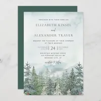 Elegant Winter Forest Pine Trees Wedding Invitation