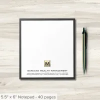 Elegant Monogram Financial Planner Notepad