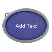 Thin Black and Blue Diagonal Stripes Oval Belt Buckle