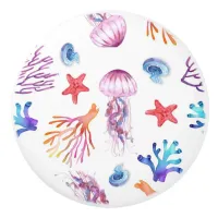 Coastal Ocean Tropics Jellyfish Ceramic Pull