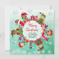 Multi-Cultural Little Cute Whimsical Elves Card