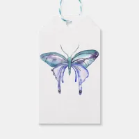 Watercolor blue Aqua Purple butterfly Gift Tags