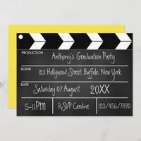 Hollywood Movie Graduation Party Chalkboard  Invit Invitation