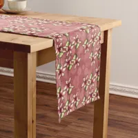 Red Poinsettias & Snowflakes Christmas Winter Short Table Runner