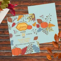 Fall-Themed Leaves Berries Pumpkin Thanksgiving  Invitation