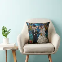 Cute Mouse Wedding Couple Mosaic Stained Glass