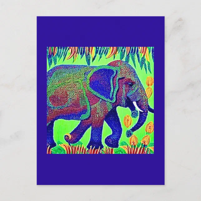 Elephant pointillist postcard