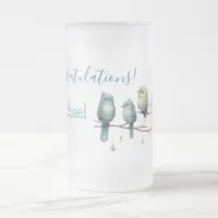 Whimsical Birds on Branches  Pastel Baby Shower Frosted Glass Beer Mug