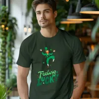 Green Modern Illustration Feeling Lucky T-Shirt