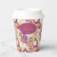 Magenta Gold Christmas Pattern#6 ID1009 Paper Cups