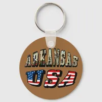 Arkansas Picture and USA Flag Text Keychain