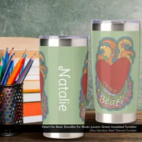 Heart the Beat: Doodles for Music Lovers: Green Insulated Tumbler