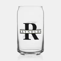 Heavy Bold Monogram and Name Black/Gold ID613 Can Glass