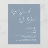 Budget Dusty Blue Elopement Announcement 