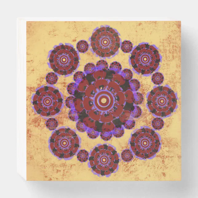 Mandala flower pattern wooden box sign