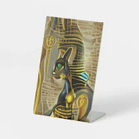 Ancient Egyptian Cat Goddess Bastet AI Art Pedestal Sign