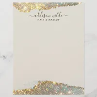 Holographic Signature Script Modern Glam Glitter Letterhead