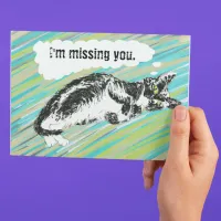 customizable cat card black and white