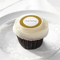Personalize Gold Glitter Frame Image Your Name Edible Frosting Rounds