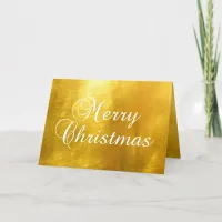 Faux Shiny Golden Foil Family Photo Holiday Card