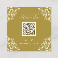 Elegant Gold QR Code Wedding Details Enclosure Card