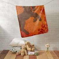 Majestic Horse in Asian Floral Tapestry Baby Blanket