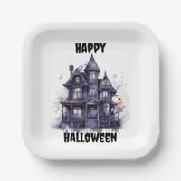 Spooky House Happy Halloween Party Personalize Paper Plates