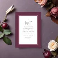 Plum, Gray, Copper and Dusty Rose Wedding Invitation