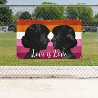 Lesbian Flag with Two Woman Silhouettes  Banner