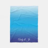 Ocean Blue Faded Ombre Trendy Fleece Blanket