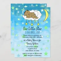 Sweet little ethnic Baby Blue stars and moons boys Invitation