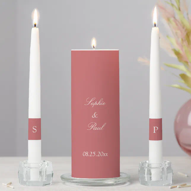 Elegant Dusty Rose Pink Wedding Unity Candle Set