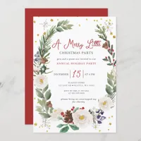 Winter Floral Merry Little Christmas Party Invitation