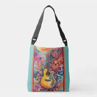 Guitar Floral Medley 2Tote Crossbody Bag