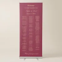 Burgundy Gold 180 Guest Welcome Seating Chart Retractable Banner